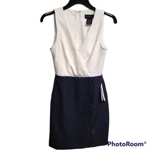 Teeze Me Navy And White Wrap Top Pencil Skirt Dress